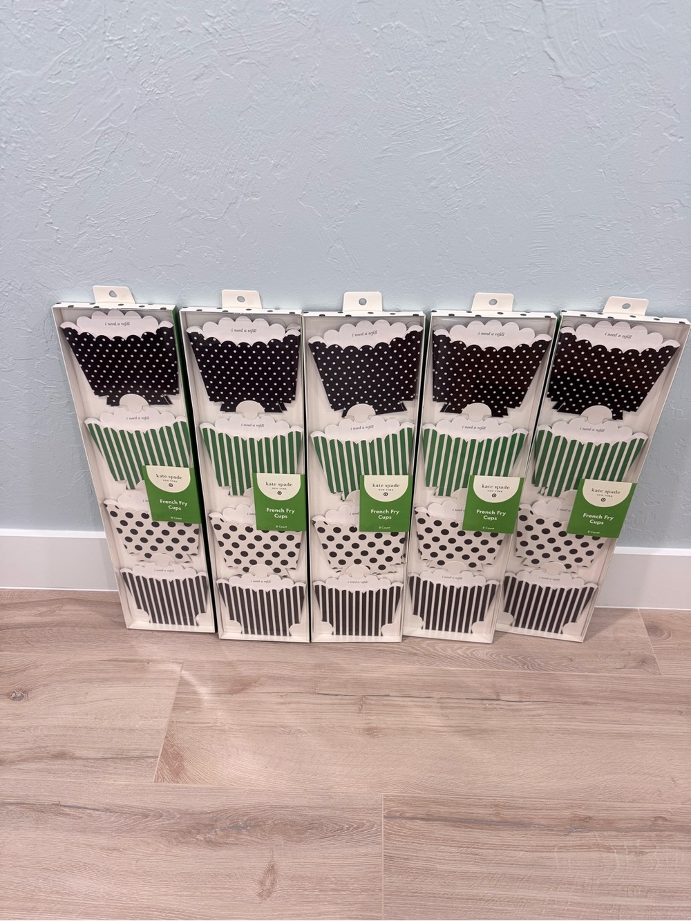 Kate Spade French Fry Cups - Black & White Stripe/Dot Pattern